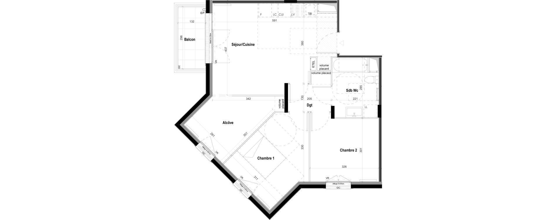 Appartement T3 de 62,42 m2 &agrave; Goussainville Demoiselles - grand pr&eacute; - gare