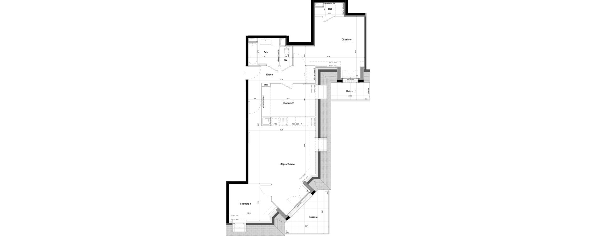 Appartement T4 de 83,05 m2 &agrave; Goussainville Demoiselles - grand pr&eacute; - gare