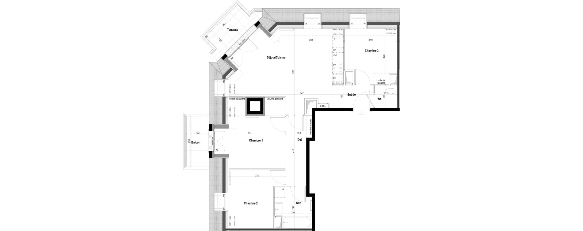 Appartement T4 de 74,43 m2 &agrave; Goussainville Demoiselles - grand pr&eacute; - gare