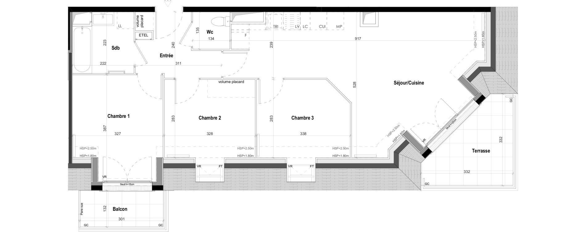 Appartement T4 de 72,84 m2 &agrave; Goussainville Demoiselles - grand pr&eacute; - gare