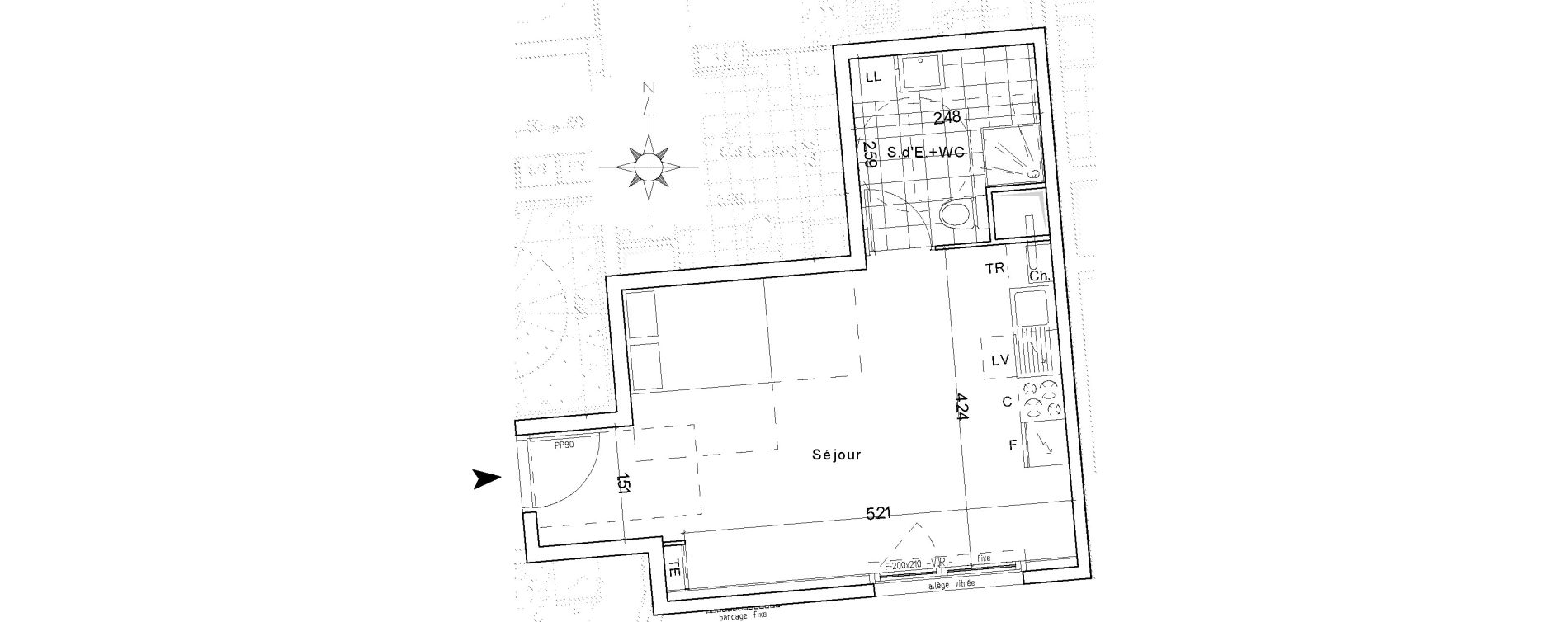 Appartement T1 de 31,42 m2 &agrave; Groslay Centre