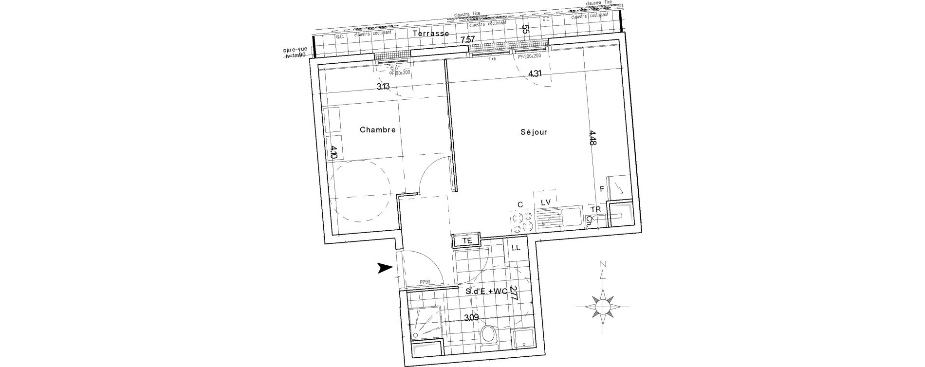Appartement T2 de 40,15 m2 &agrave; Groslay Centre
