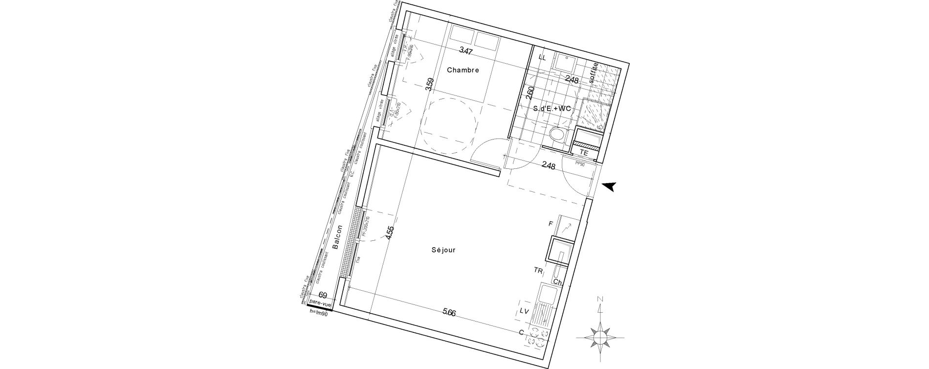 Appartement T2 de 46,47 m2 &agrave; Groslay Centre
