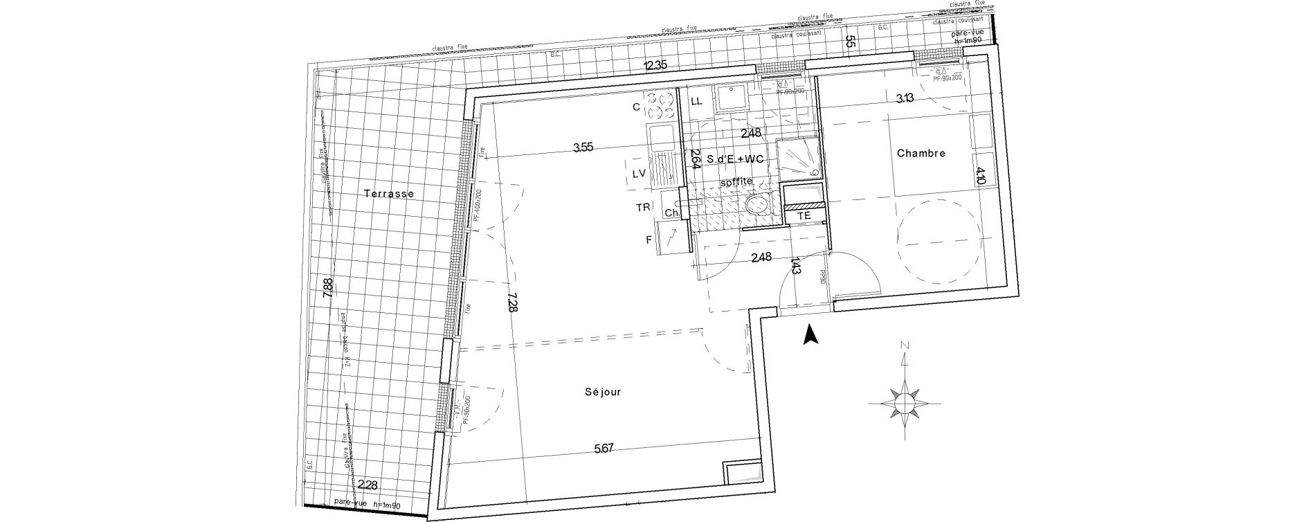 Appartement T2 bis de 55,65 m2 &agrave; Groslay Centre