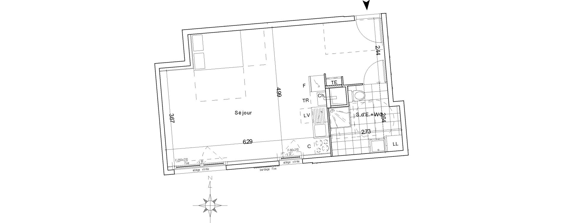 Appartement T1 de 41,42 m2 &agrave; Groslay Centre