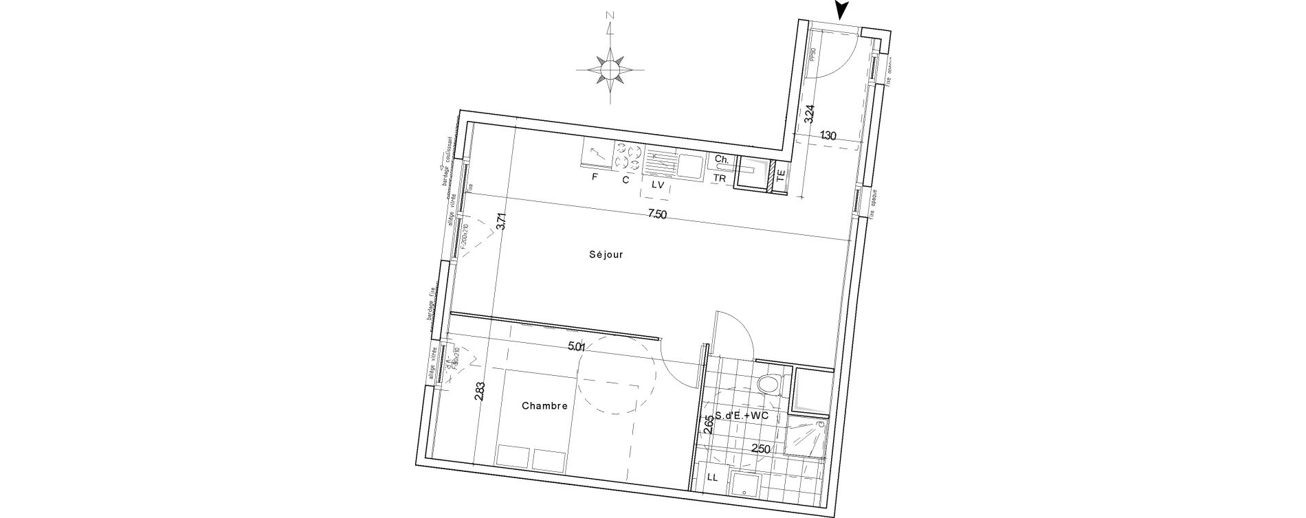 Appartement T2 de 51,01 m2 &agrave; Groslay Centre