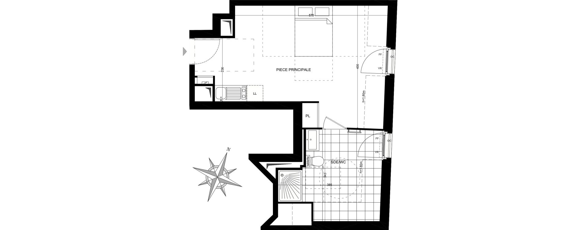 Appartement T1 de 31,31 m2 &agrave; Herblay Herblay sur seine centre ville