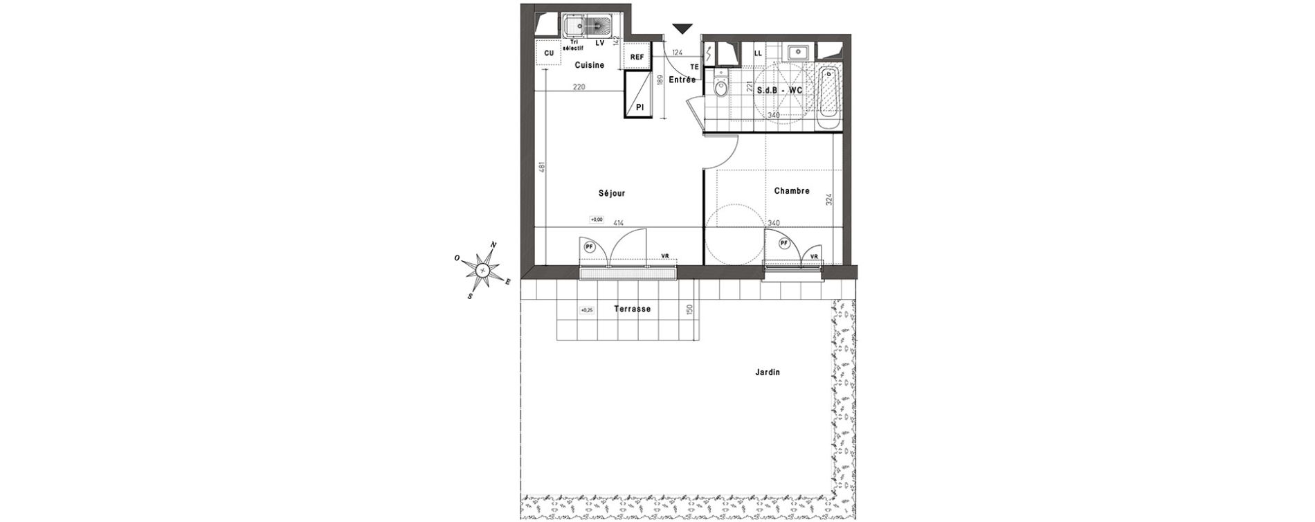 Appartement T2 de 41,36 m2 &agrave; Jouy-Le-Moutier Centre