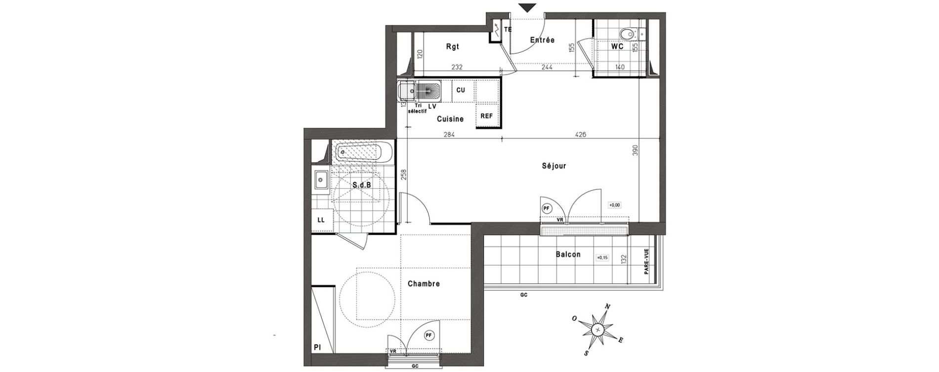 Appartement T2 de 55,98 m2 à Jouy-Le-Moutier Centre