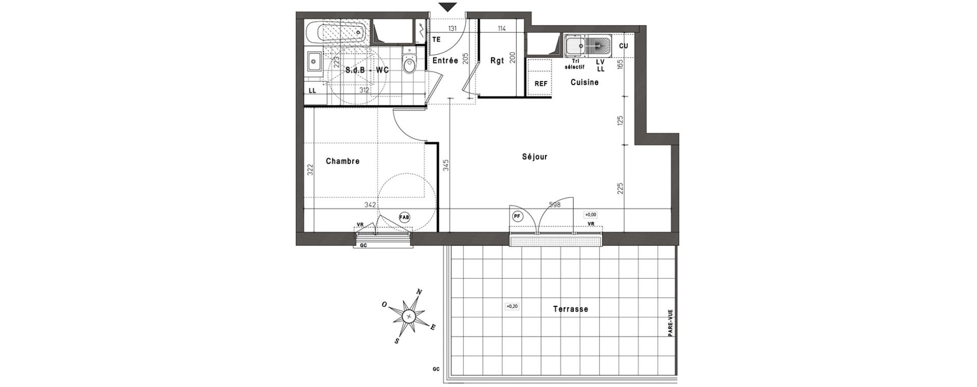 Appartement T2 de 45,62 m2 &agrave; Jouy-Le-Moutier Centre