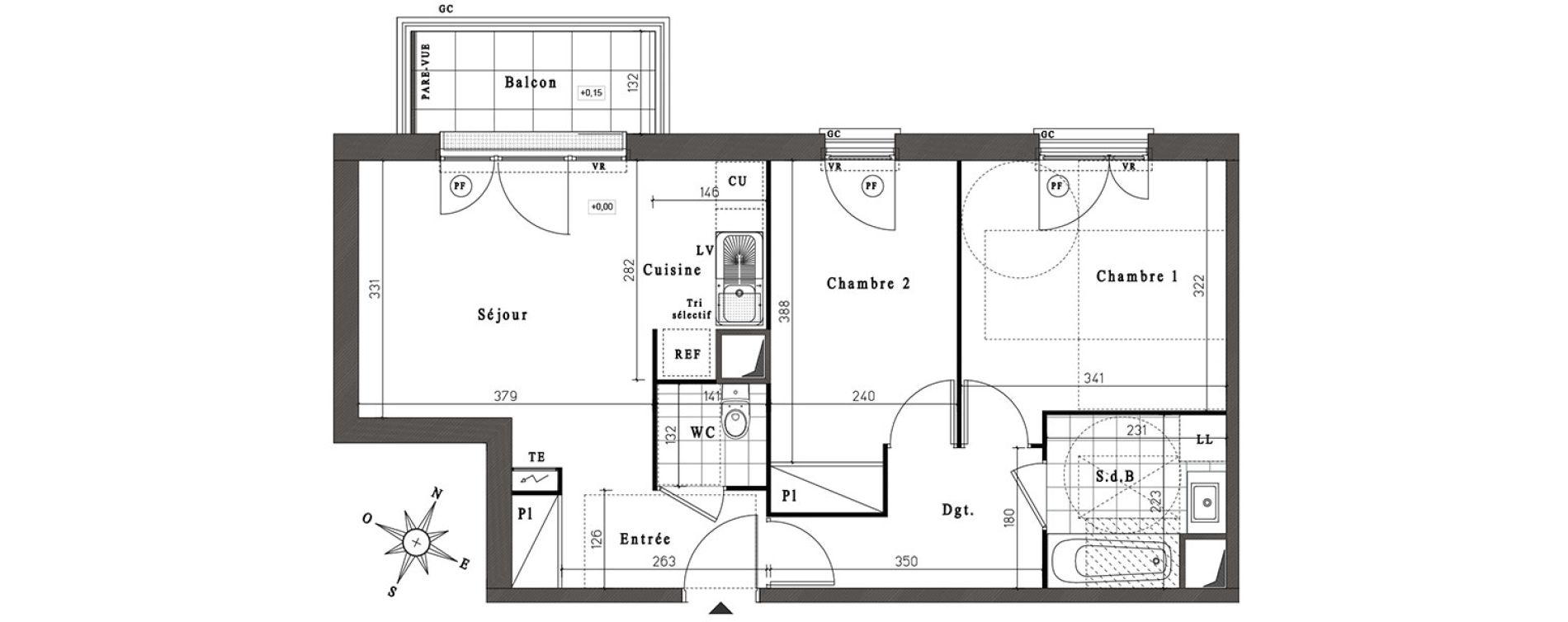 Appartement T3 de 54,86 m2 &agrave; Jouy-Le-Moutier Centre