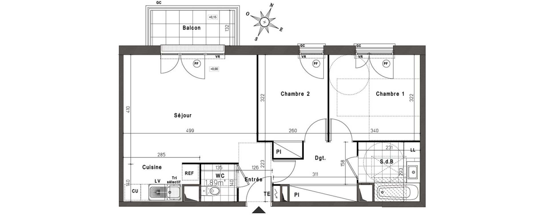 Appartement T3 de 58,60 m2 &agrave; Jouy-Le-Moutier Centre