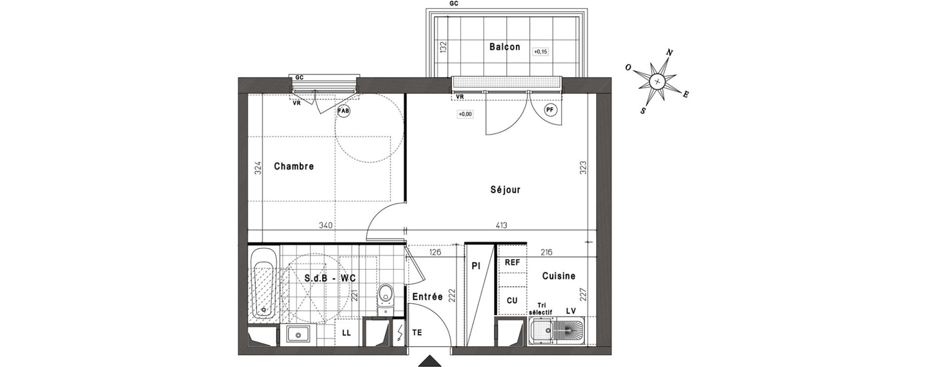 Appartement T2 de 39,66 m2 &agrave; Jouy-Le-Moutier Centre