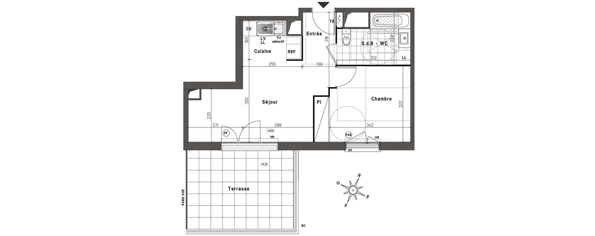 Appartement T2 de 41,13 m2 &agrave; Jouy-Le-Moutier Centre
