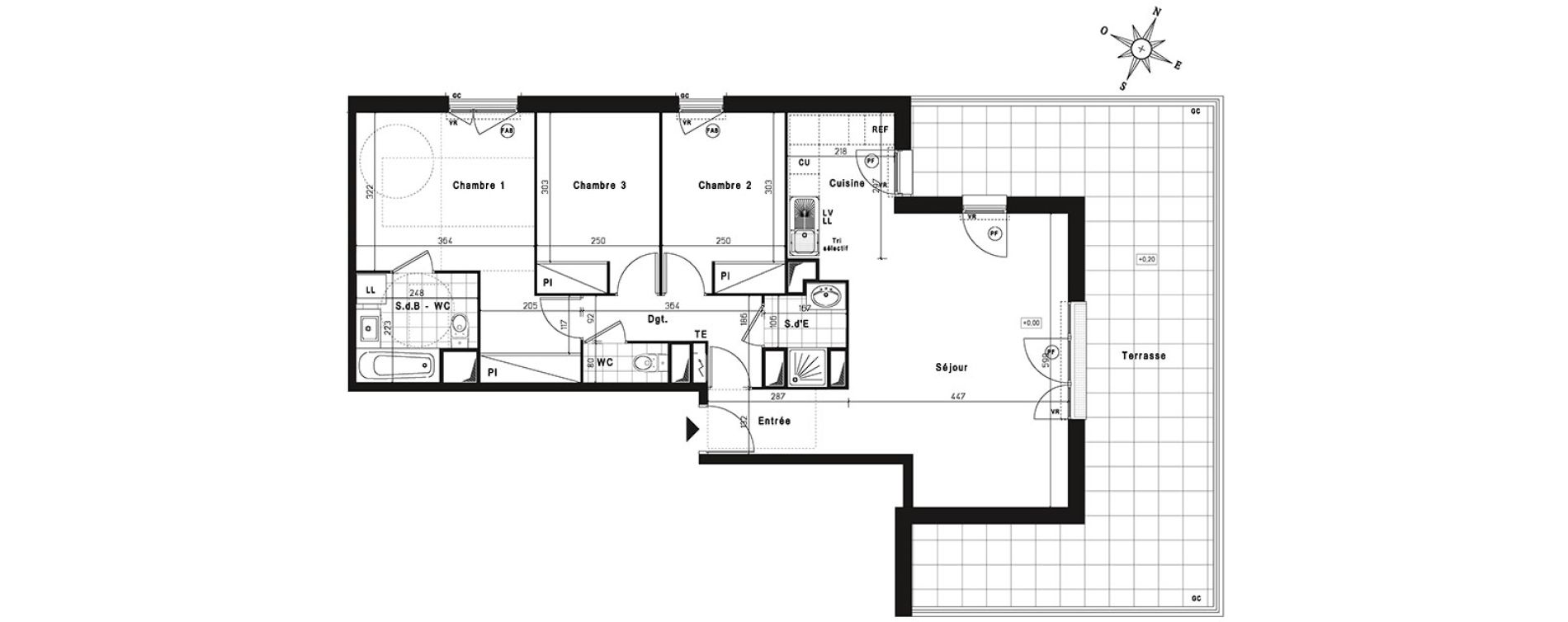 Appartement T4 de 82,66 m2 &agrave; Jouy-Le-Moutier Centre