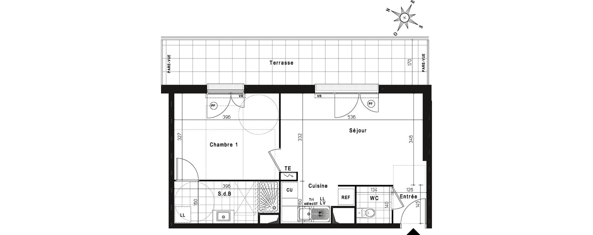 Appartement T2 de 44,52 m2 &agrave; Jouy-Le-Moutier Centre