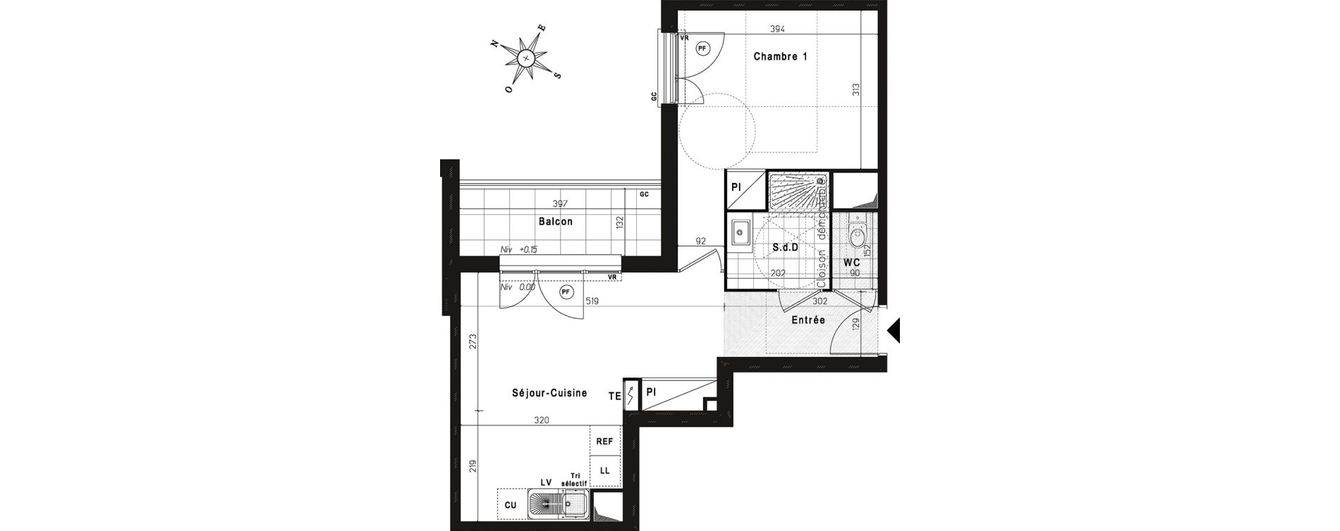 Appartement T2 de 44,37 m2 &agrave; Jouy-Le-Moutier Centre