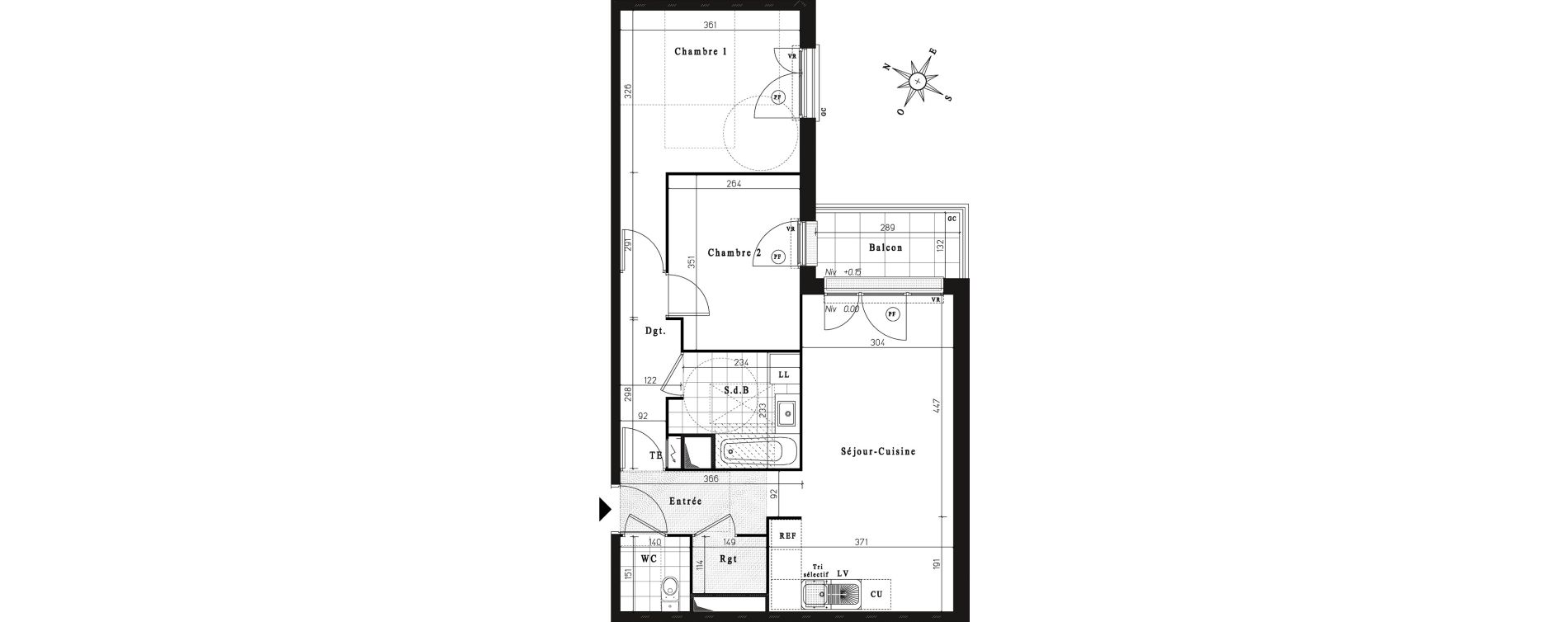 Appartement T3 de 60,82 m2 &agrave; Jouy-Le-Moutier Centre