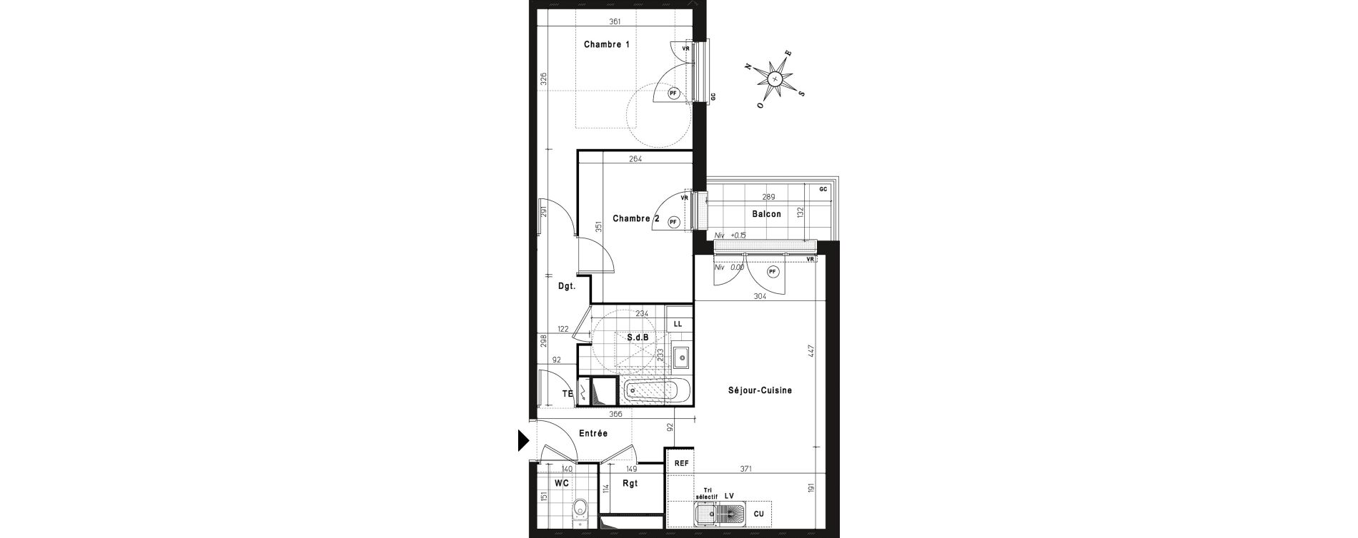Appartement T3 de 60,82 m2 &agrave; Jouy-Le-Moutier Centre