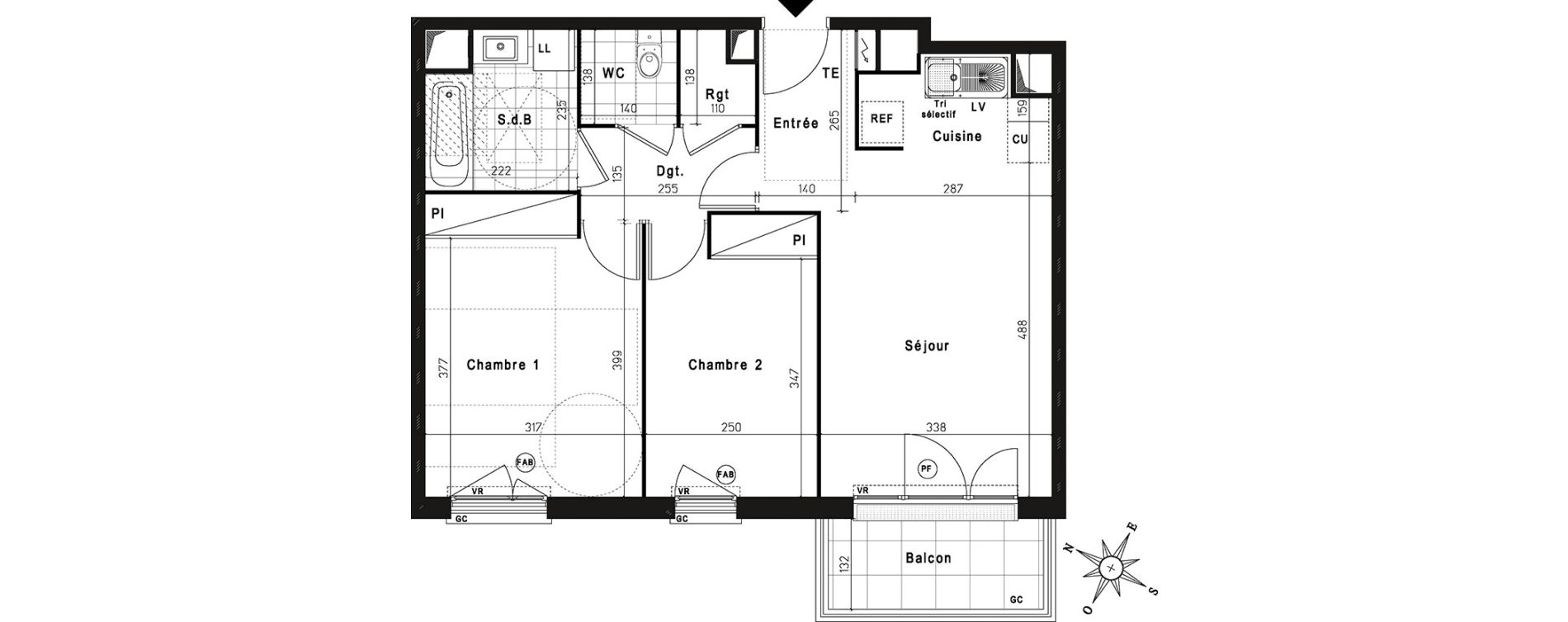 Appartement T3 de 58,73 m2 &agrave; Jouy-Le-Moutier Centre