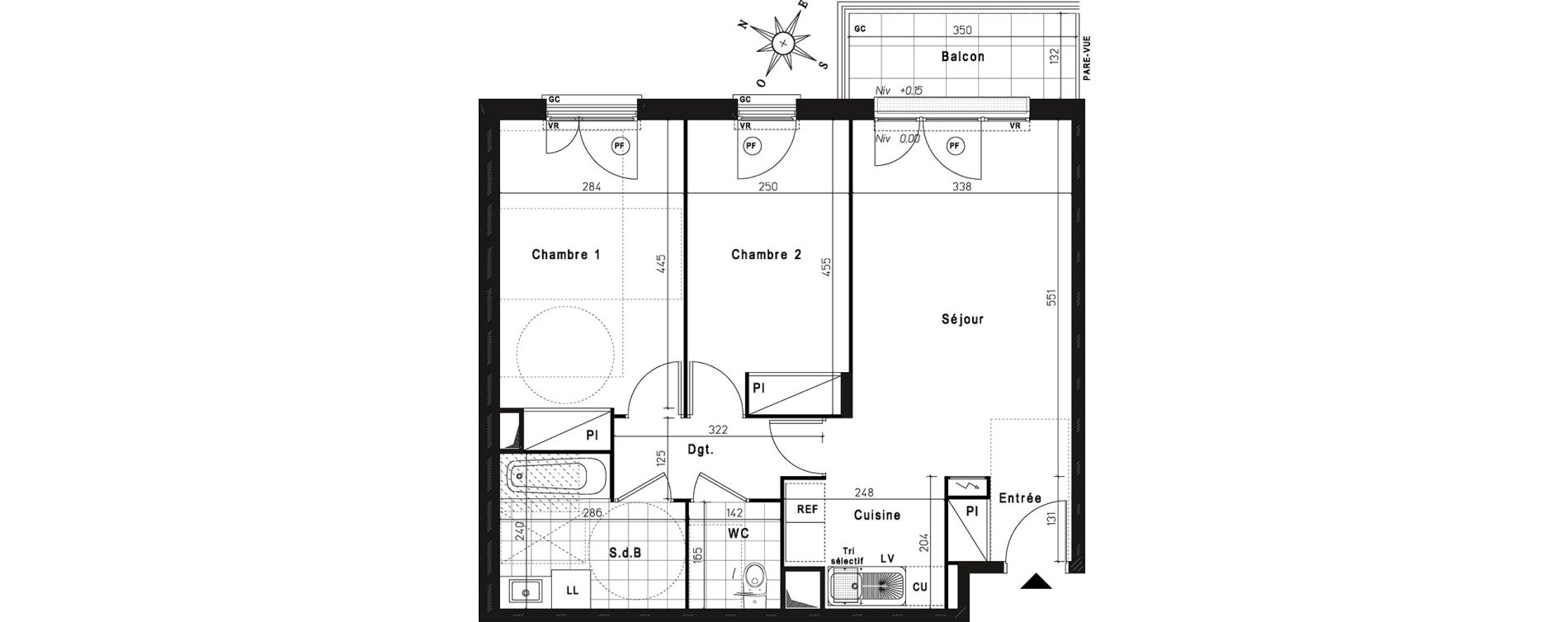 Appartement T3 de 62,91 m2 &agrave; Jouy-Le-Moutier Centre