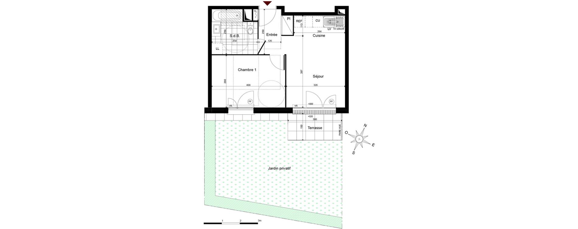 Appartement T2 de 37,89 m2 &agrave; Jouy-Le-Moutier Centre