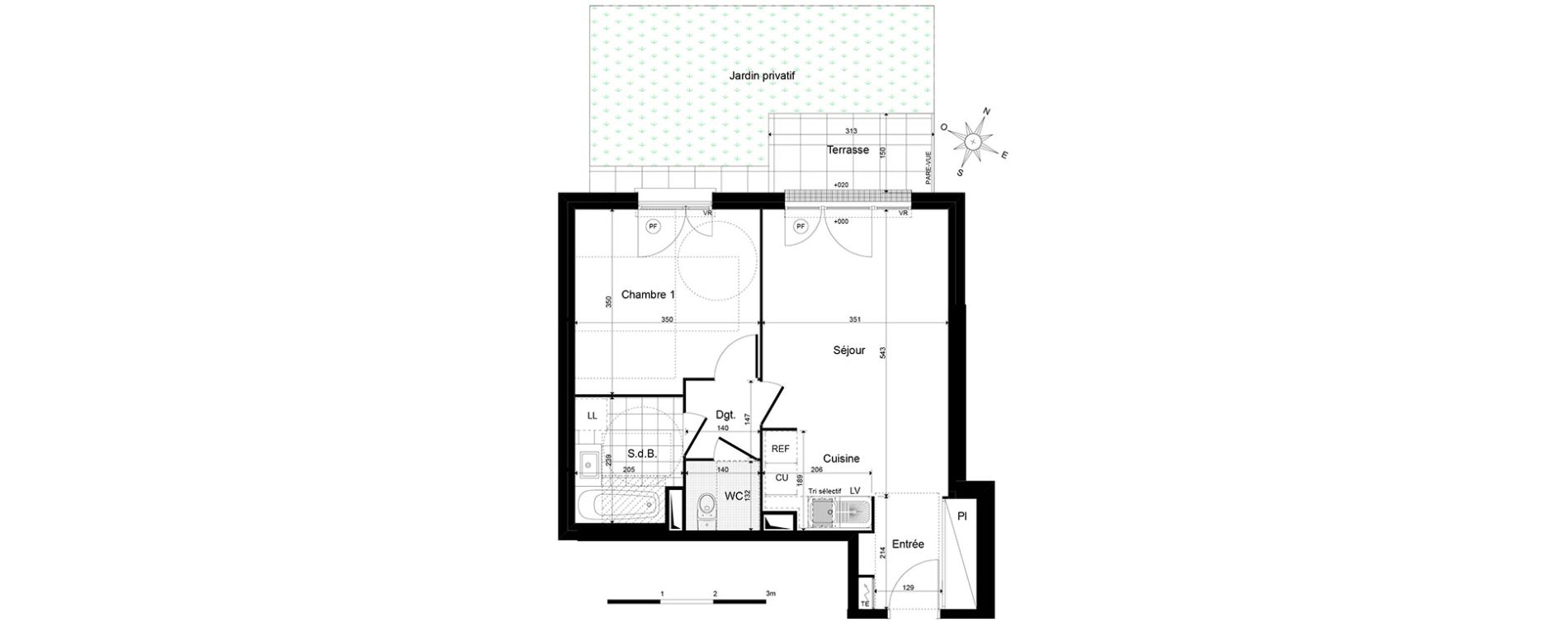 Appartement T2 de 44,85 m2 &agrave; Jouy-Le-Moutier Centre