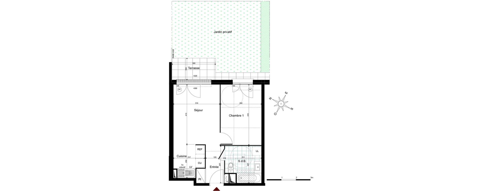 Appartement T2 de 39,28 m2 &agrave; Jouy-Le-Moutier Centre