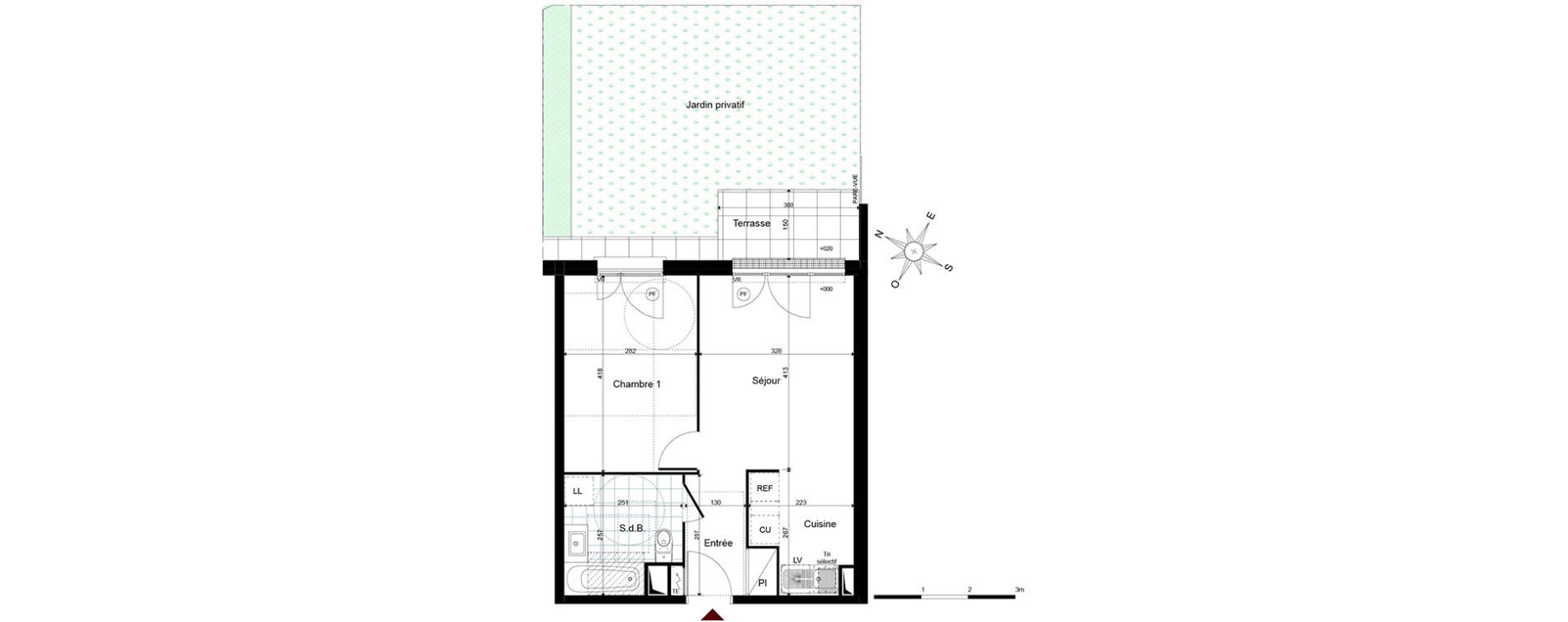 Appartement T2 de 40,41 m2 &agrave; Jouy-Le-Moutier Centre