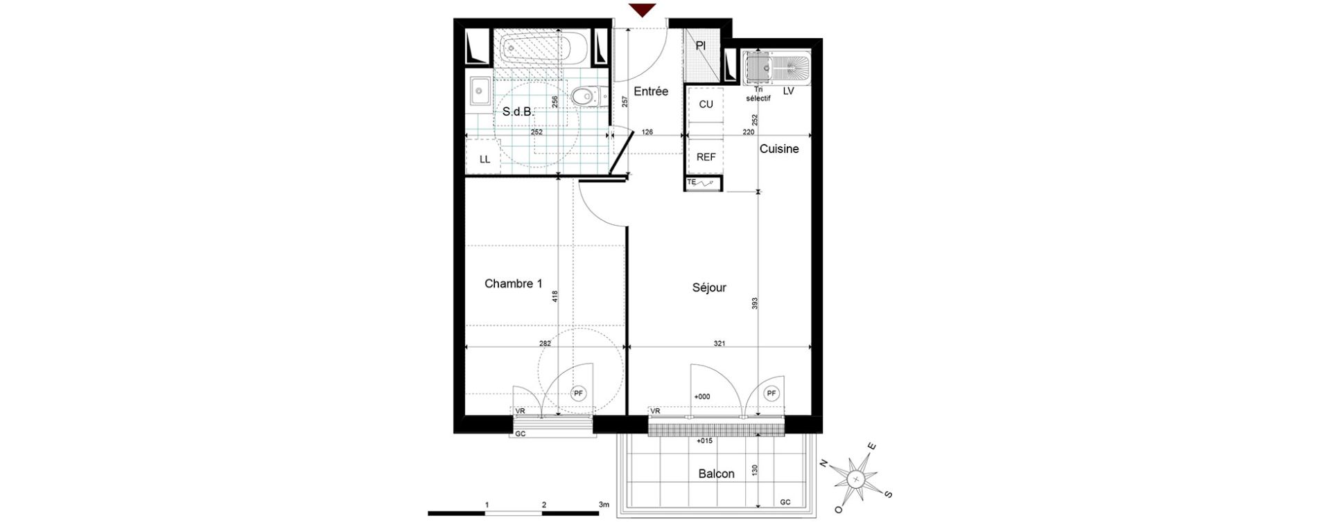 Appartement T2 de 39,22 m2 &agrave; Jouy-Le-Moutier Centre