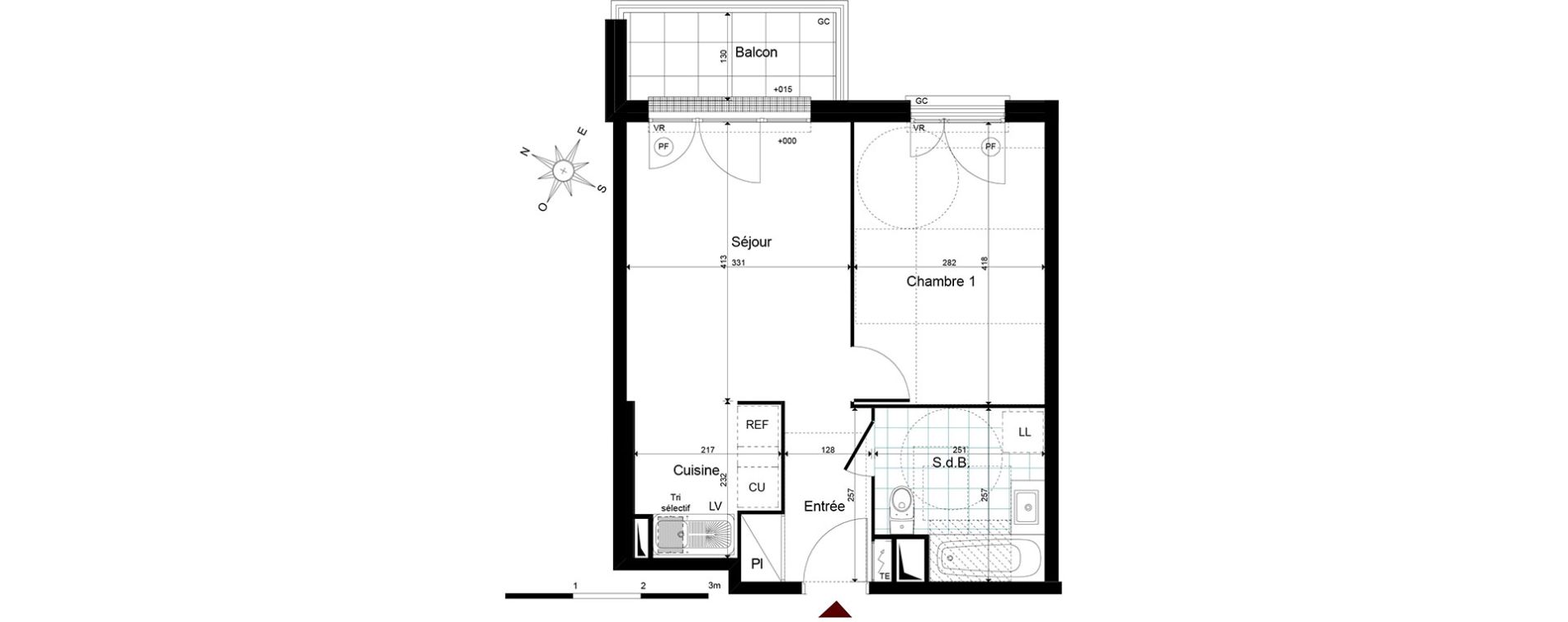 Appartement T2 de 39,70 m2 &agrave; Jouy-Le-Moutier Centre