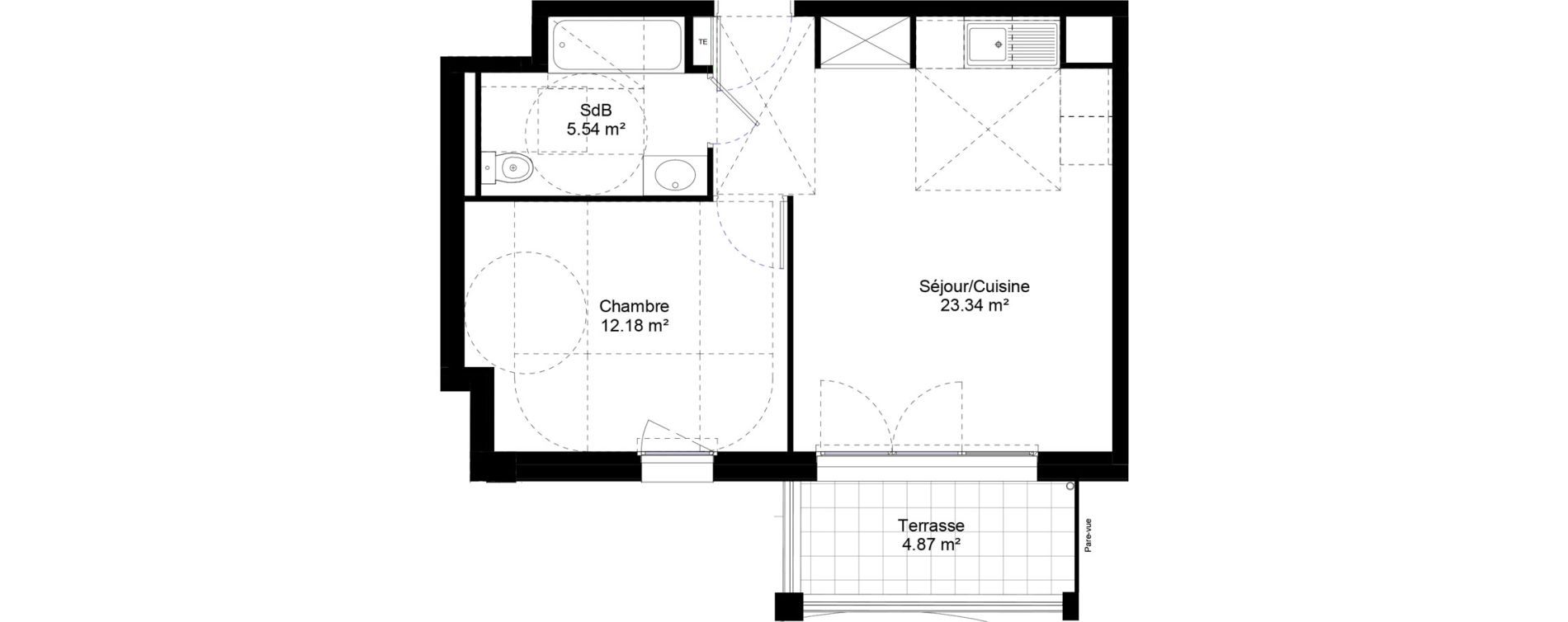 Appartement T2 de 41,06 m2 &agrave; Jouy-Le-Moutier L hautiloise