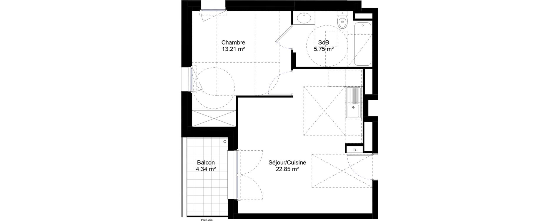 Appartement T2 de 41,81 m2 &agrave; Jouy-Le-Moutier L hautiloise