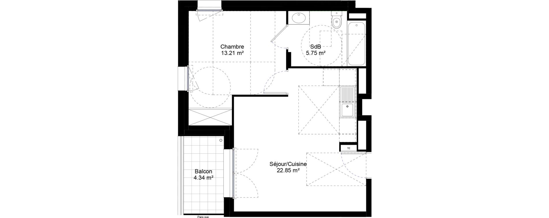 Appartement T2 de 41,81 m2 &agrave; Jouy-Le-Moutier L hautiloise