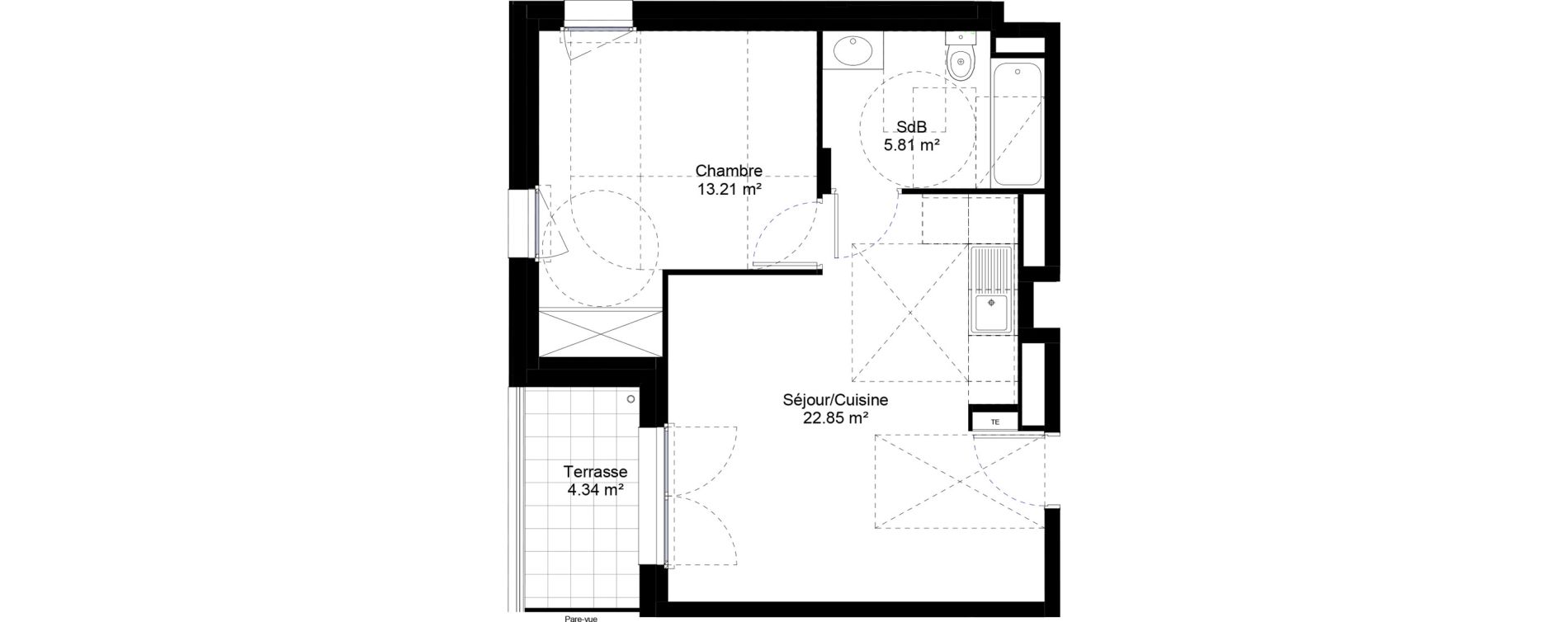 Appartement T2 de 41,87 m2 &agrave; Jouy-Le-Moutier L hautiloise