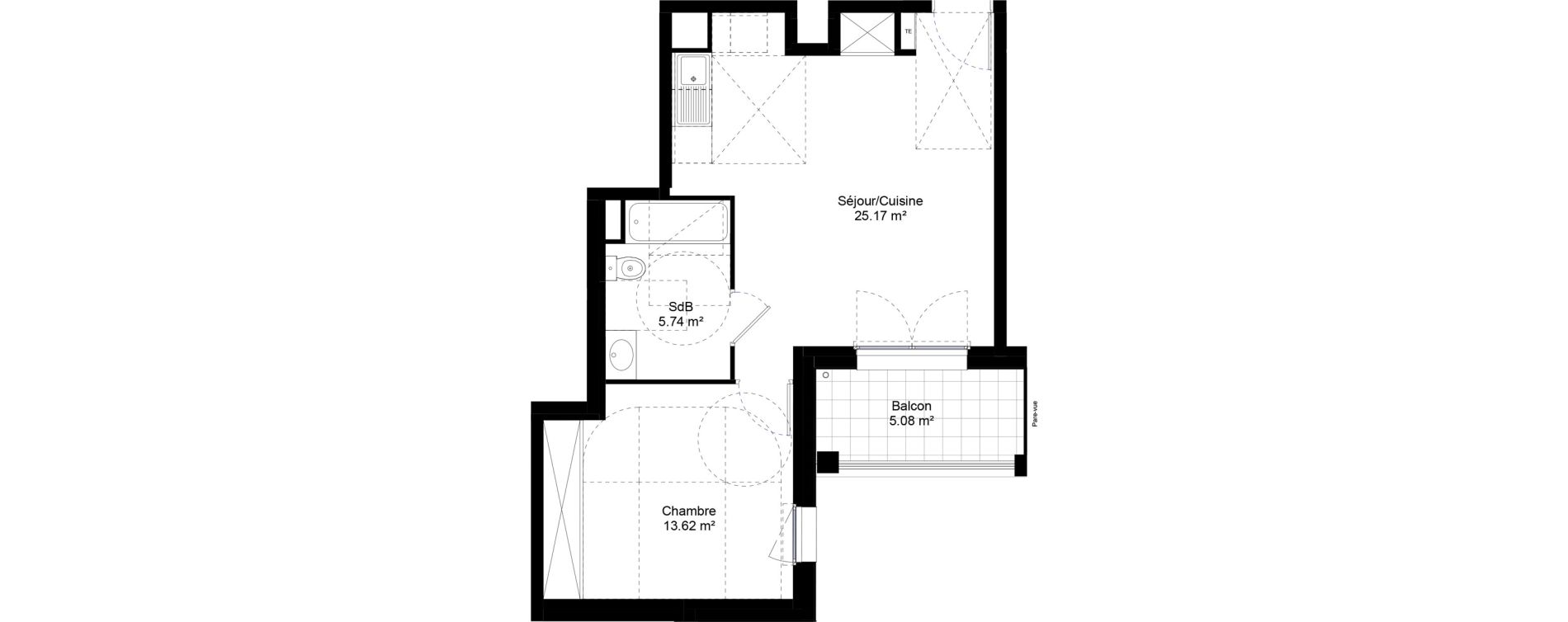 Appartement T2 de 44,53 m2 &agrave; Jouy-Le-Moutier L hautiloise