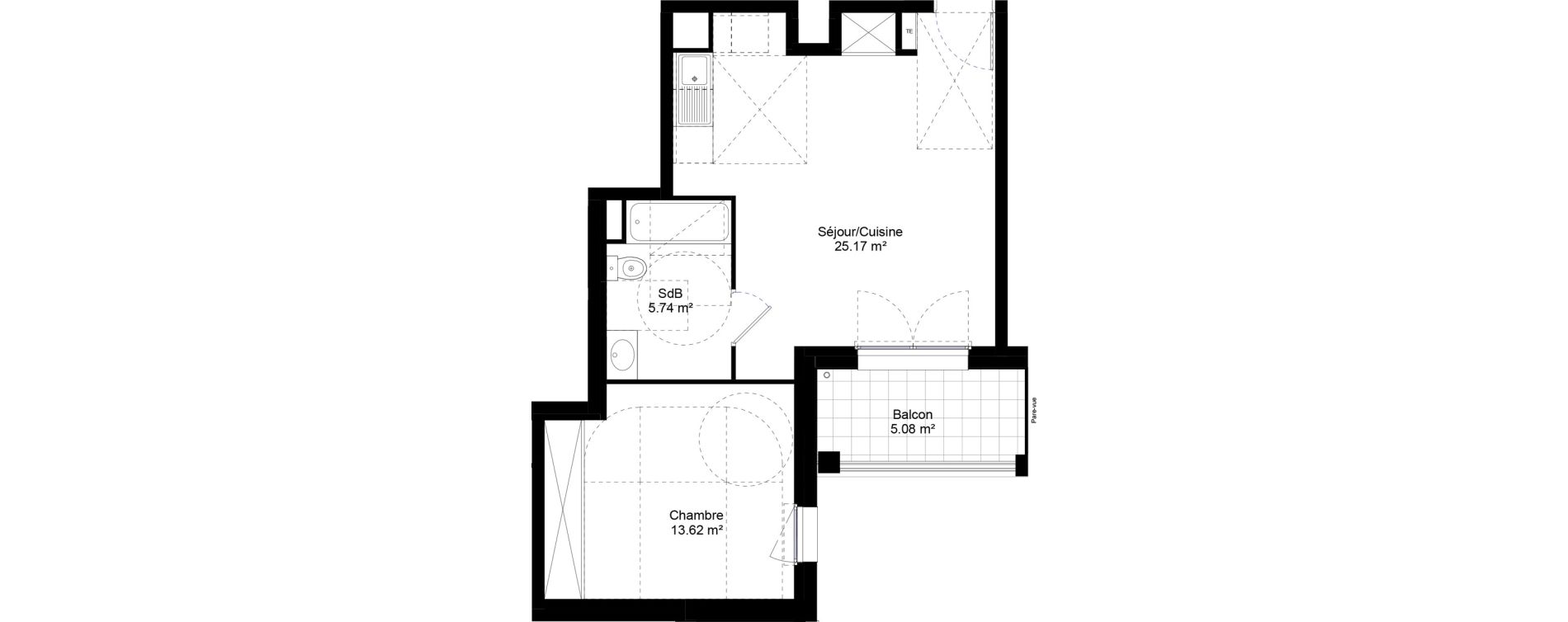 Appartement T2 de 44,53 m2 &agrave; Jouy-Le-Moutier L hautiloise