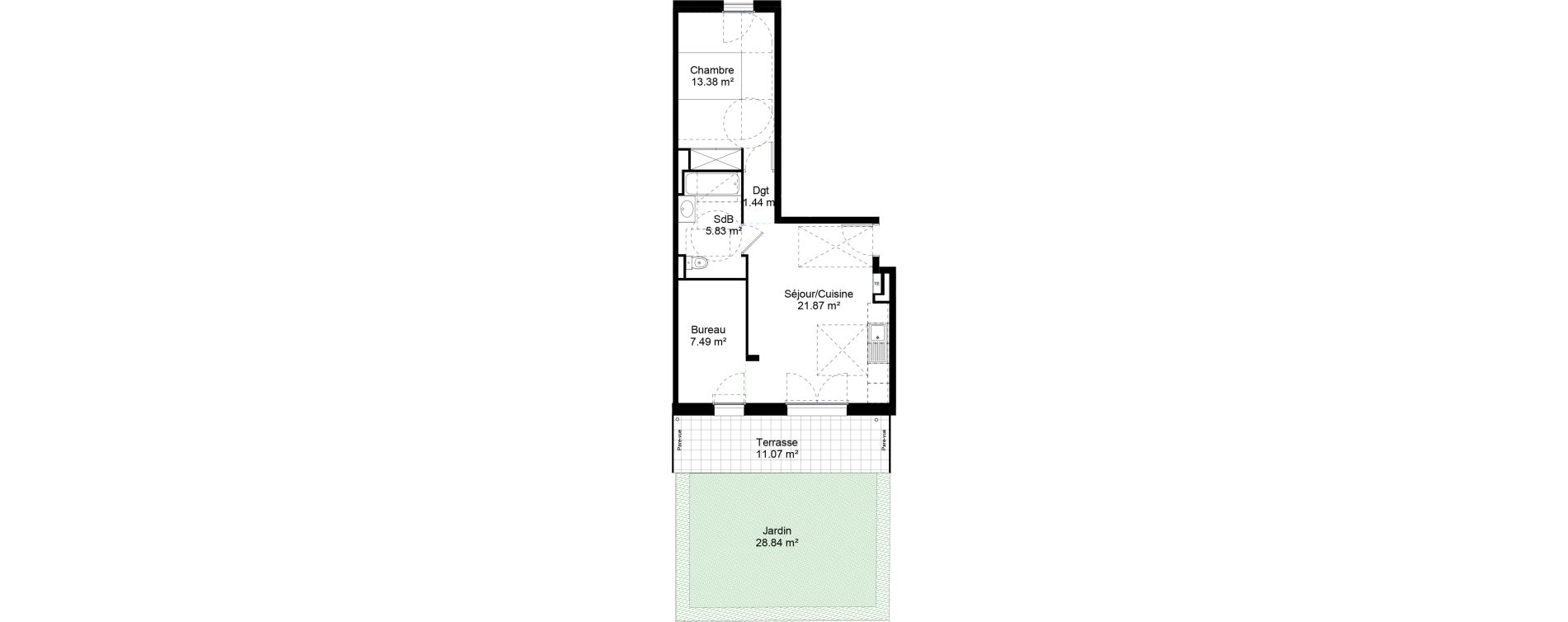 Appartement T2 de 50,01 m2 &agrave; Jouy-Le-Moutier L hautiloise