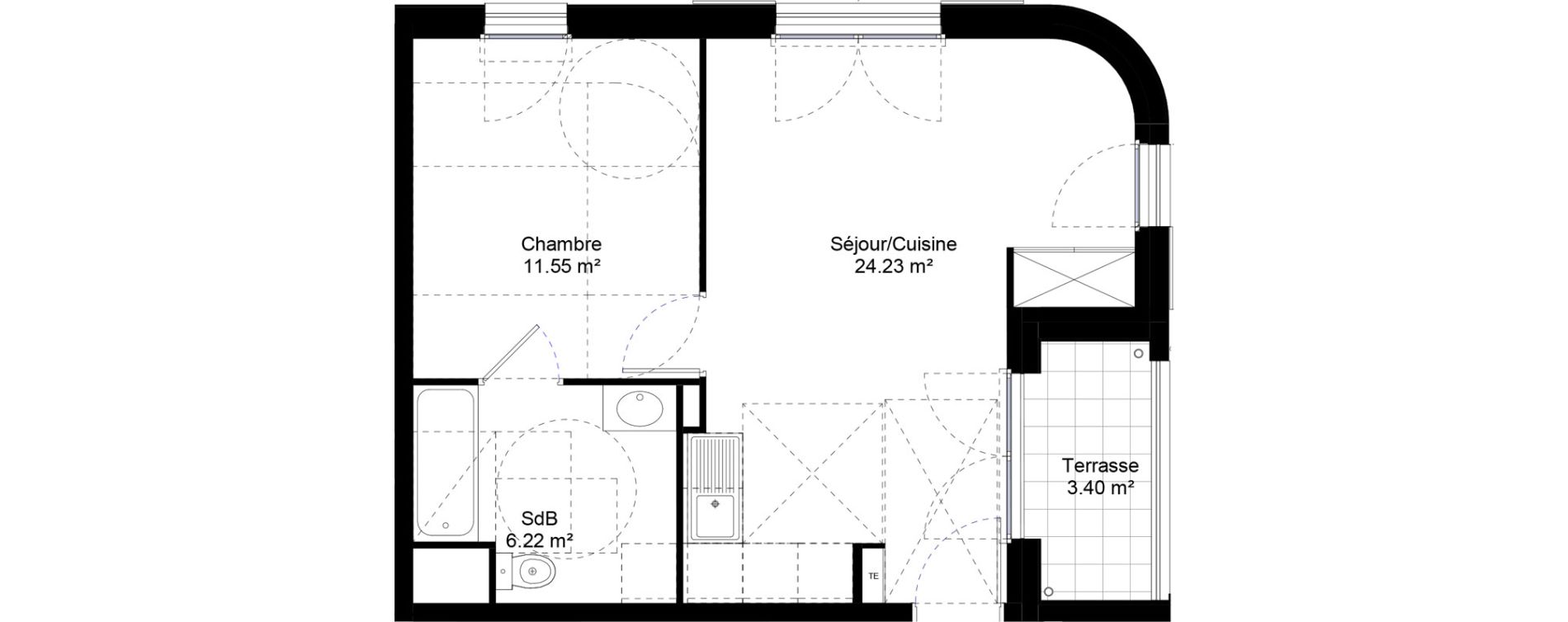 Appartement T2 de 42,00 m2 &agrave; Jouy-Le-Moutier L hautiloise