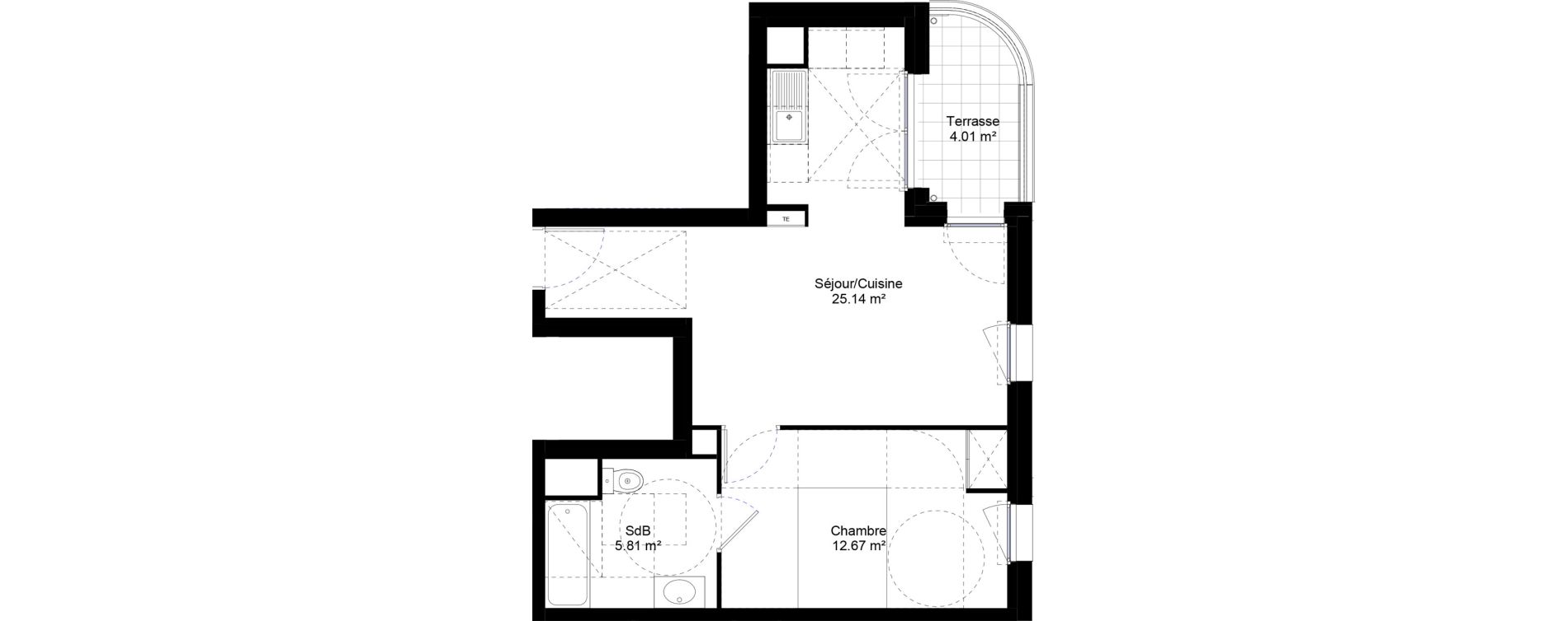 Appartement T2 de 43,62 m2 &agrave; Jouy-Le-Moutier L hautiloise