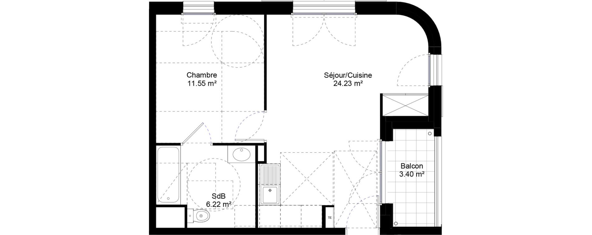 Appartement T2 de 42,00 m2 &agrave; Jouy-Le-Moutier L hautiloise