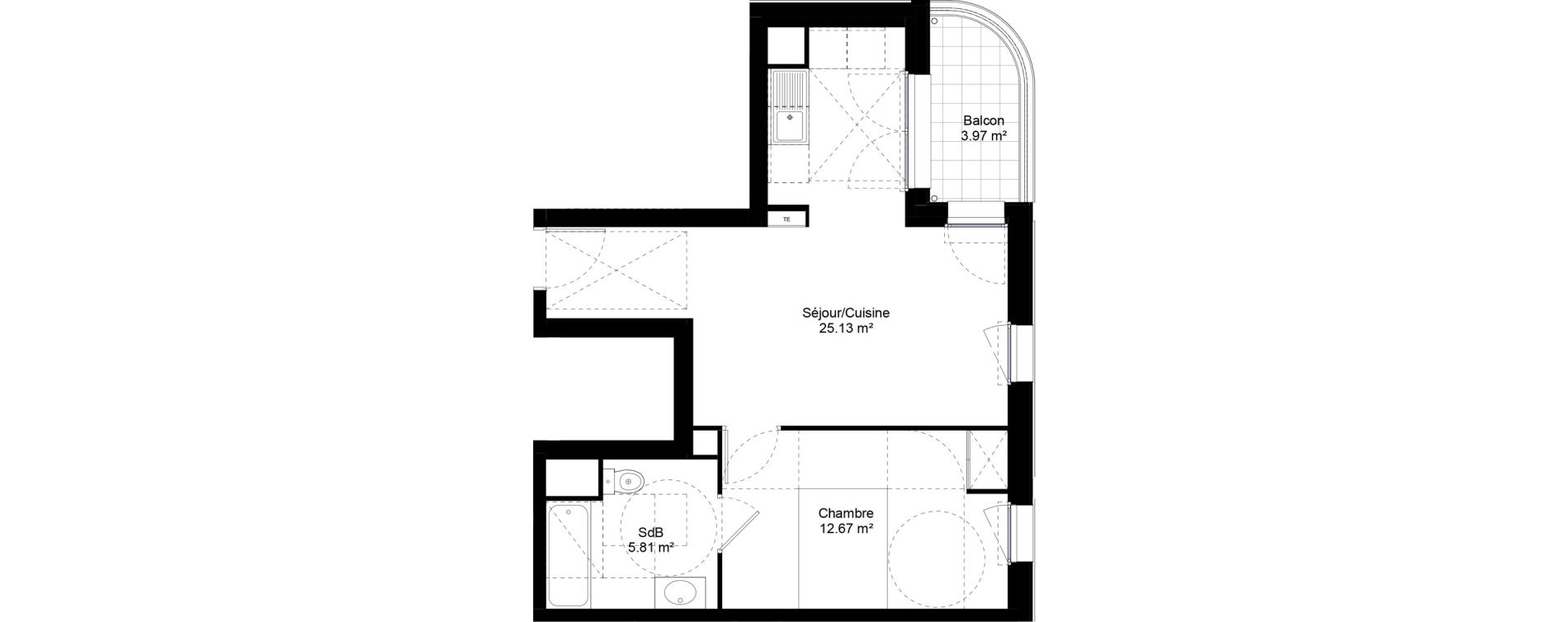 Appartement T2 de 43,61 m2 &agrave; Jouy-Le-Moutier L hautiloise