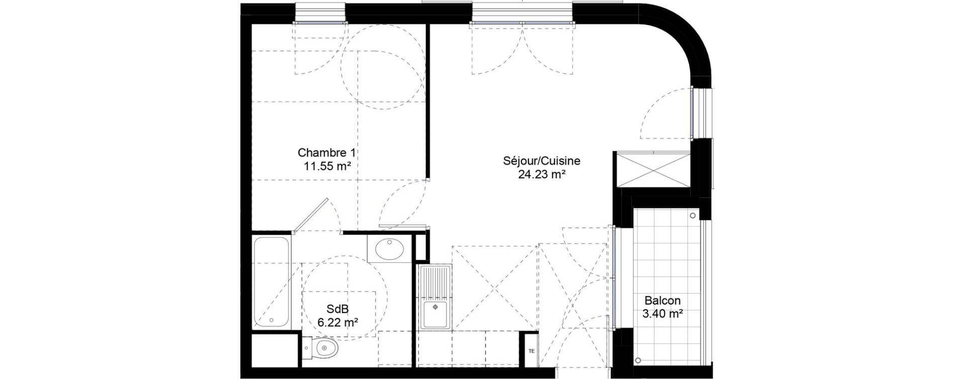 Appartement T2 de 42,00 m2 &agrave; Jouy-Le-Moutier L hautiloise