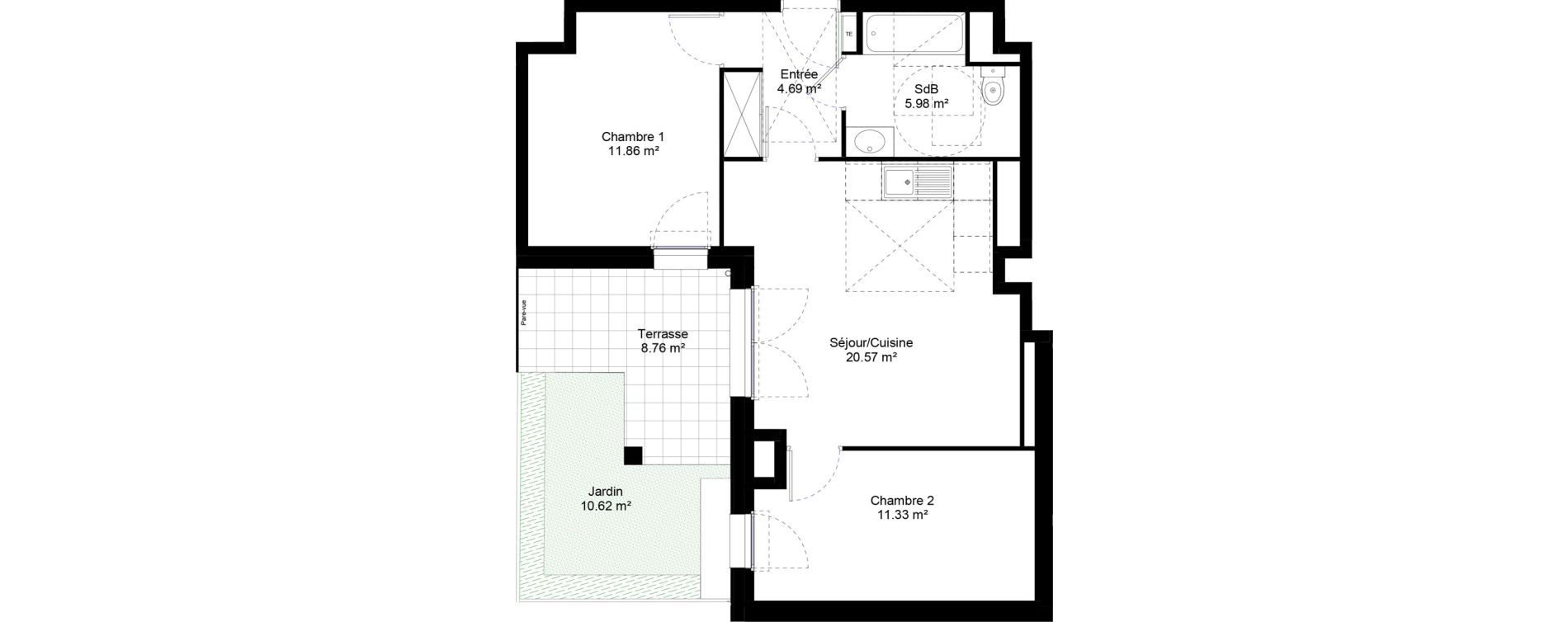 Appartement T3 de 54,43 m2 &agrave; Jouy-Le-Moutier L hautiloise