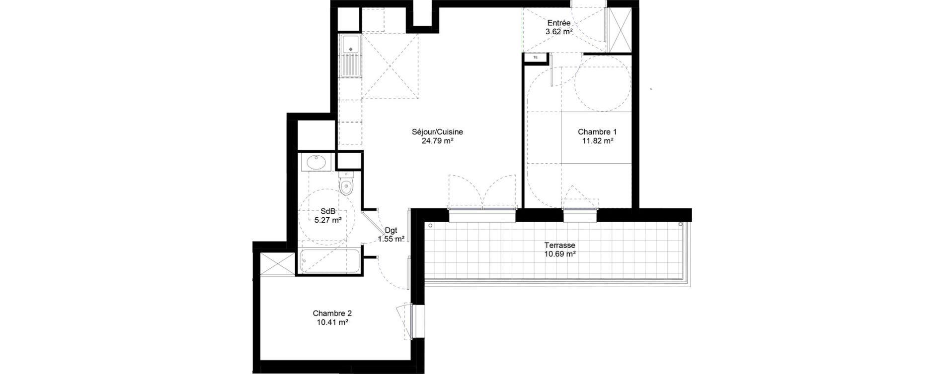 Appartement T3 de 57,46 m2 &agrave; Jouy-Le-Moutier L hautiloise