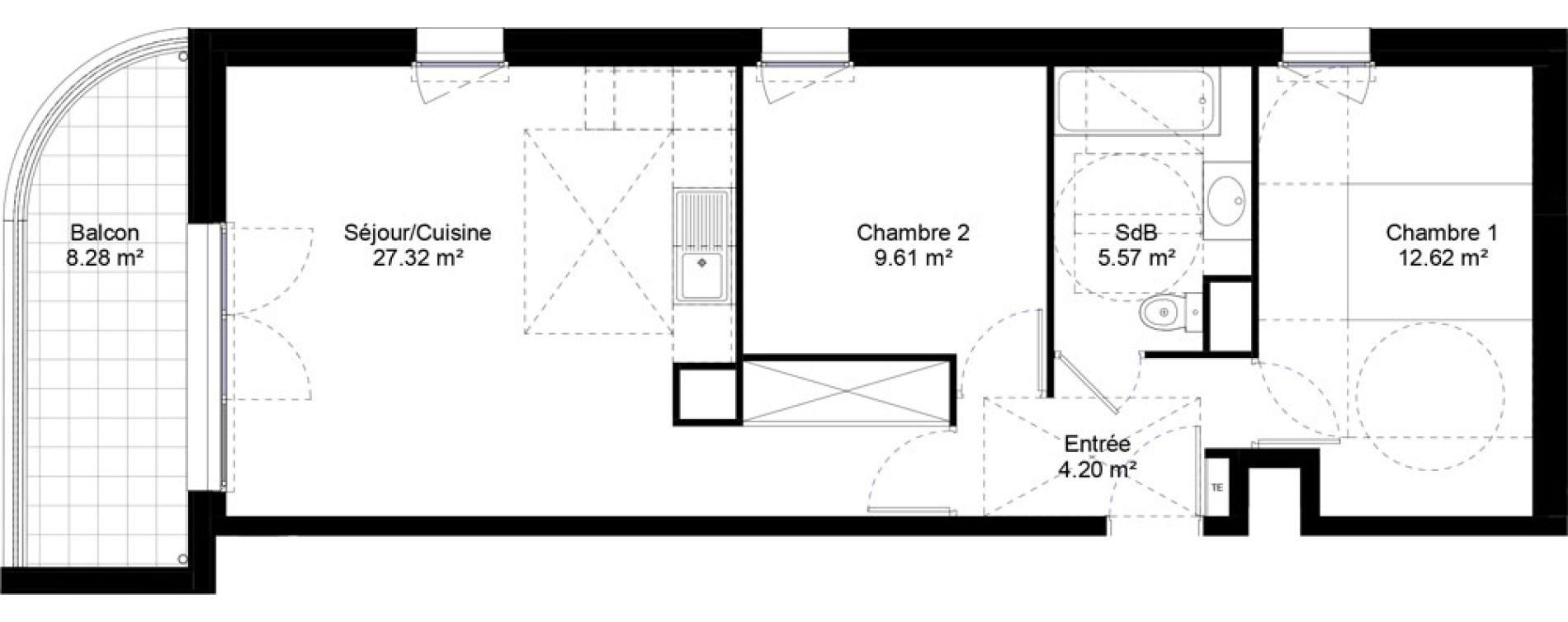 Appartement T3 de 59,32 m2 &agrave; Jouy-Le-Moutier L hautiloise