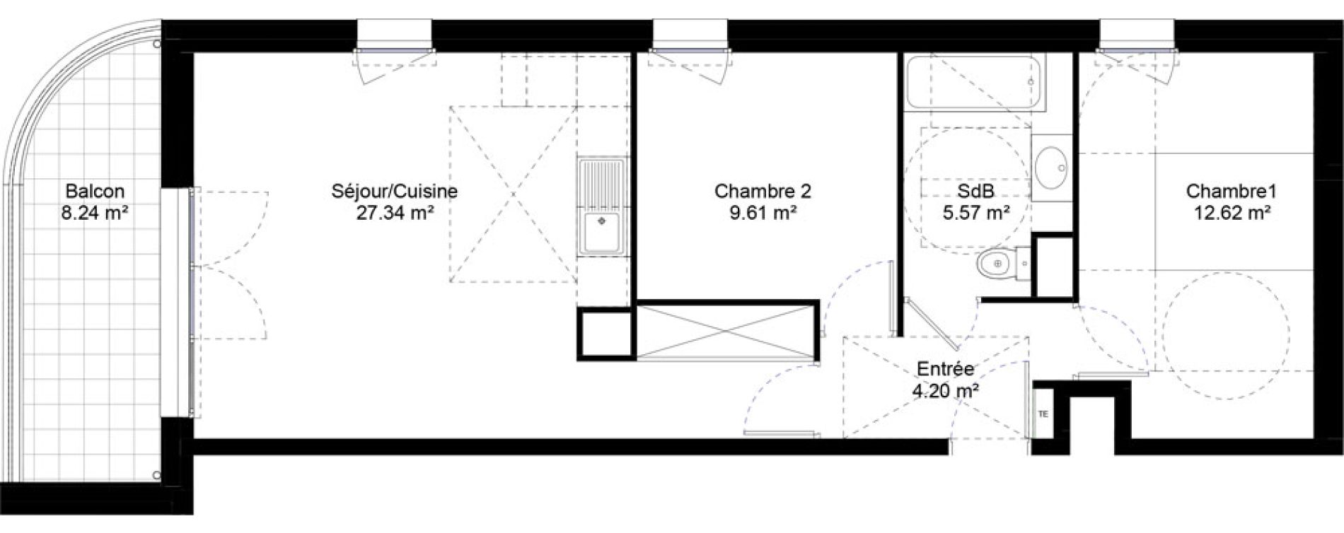 Appartement T3 de 59,34 m2 &agrave; Jouy-Le-Moutier L hautiloise