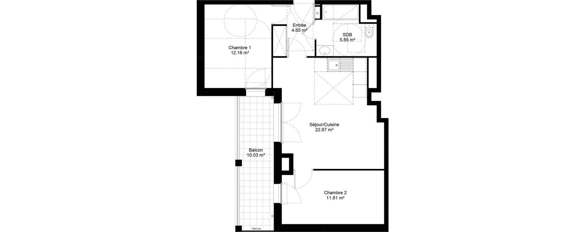 Appartement T3 de 57,34 m2 &agrave; Jouy-Le-Moutier L hautiloise