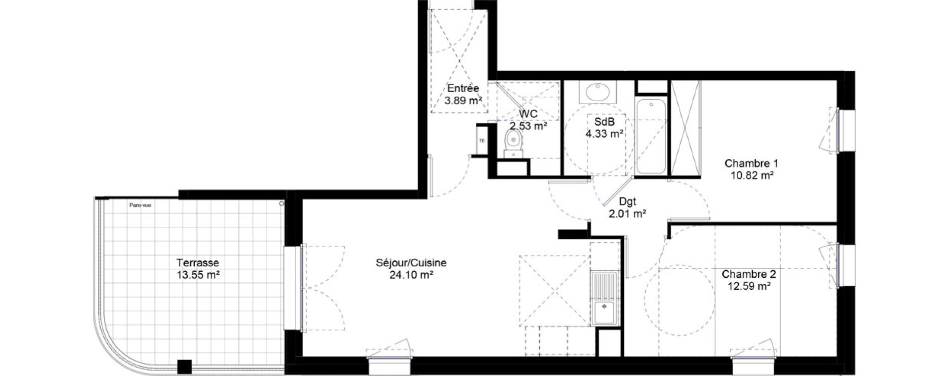 Appartement T3 de 60,27 m2 &agrave; Jouy-Le-Moutier L hautiloise