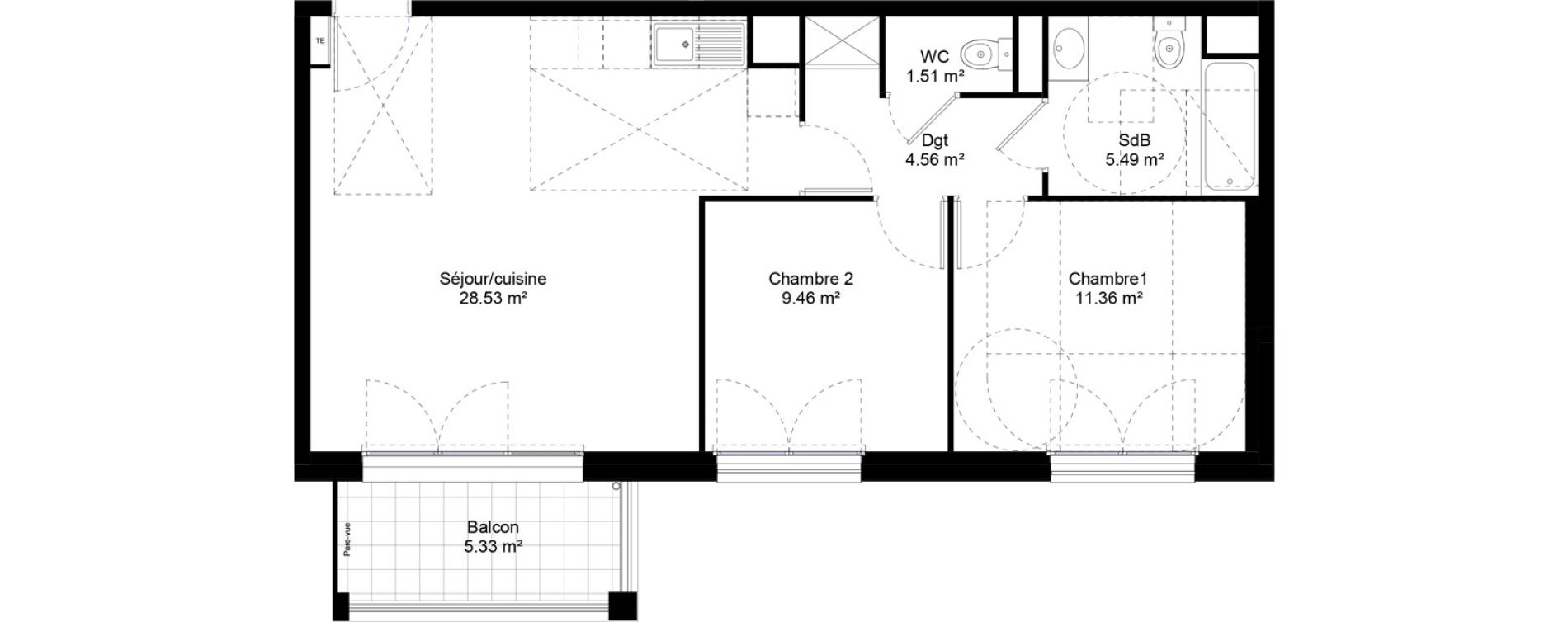 Appartement T3 de 60,91 m2 &agrave; Jouy-Le-Moutier L hautiloise